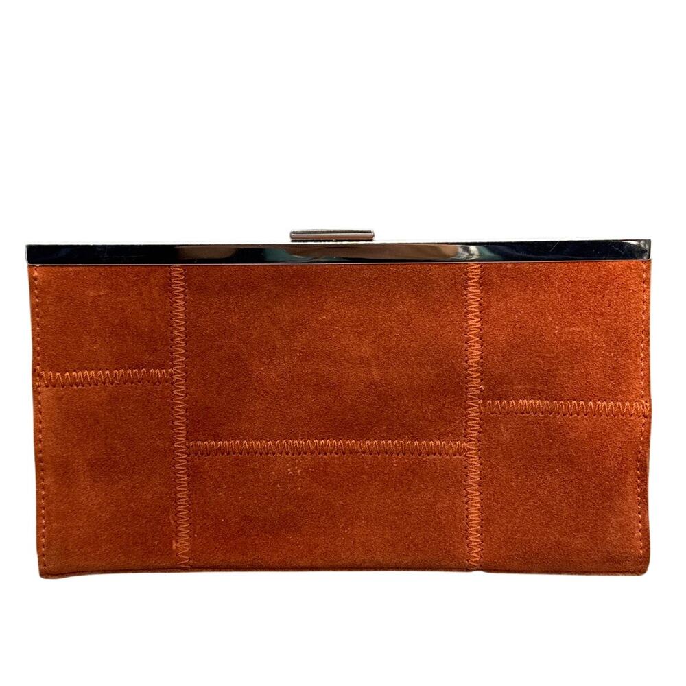 Banana Republic Rust Brown Suede Leather 8.5" x 5" Clutch Wallet